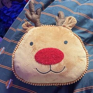 Reindeer Pillow - Brown and Red